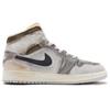 Jordan Air Jordan 1 Mid Амортизация Нескользящая Износостойкая Высокие Баскетбольные Кроссовки Мужские Серый Белый Коричневый DM9652-100(Команда-)
