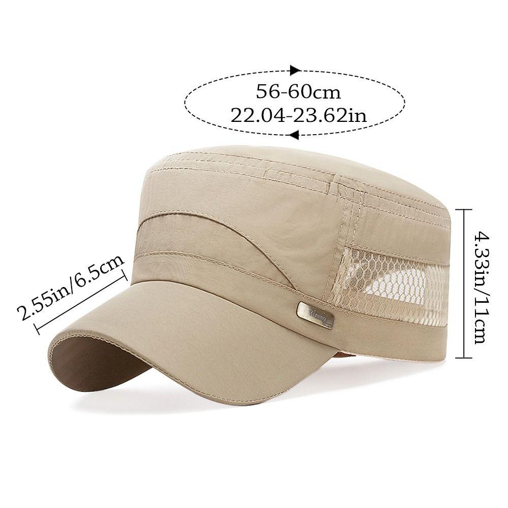 Spring Summer Anti-UV Baseball Cap Adjustable Casual Cadet Hat Outdoor Breathable Flat Top Cap Men