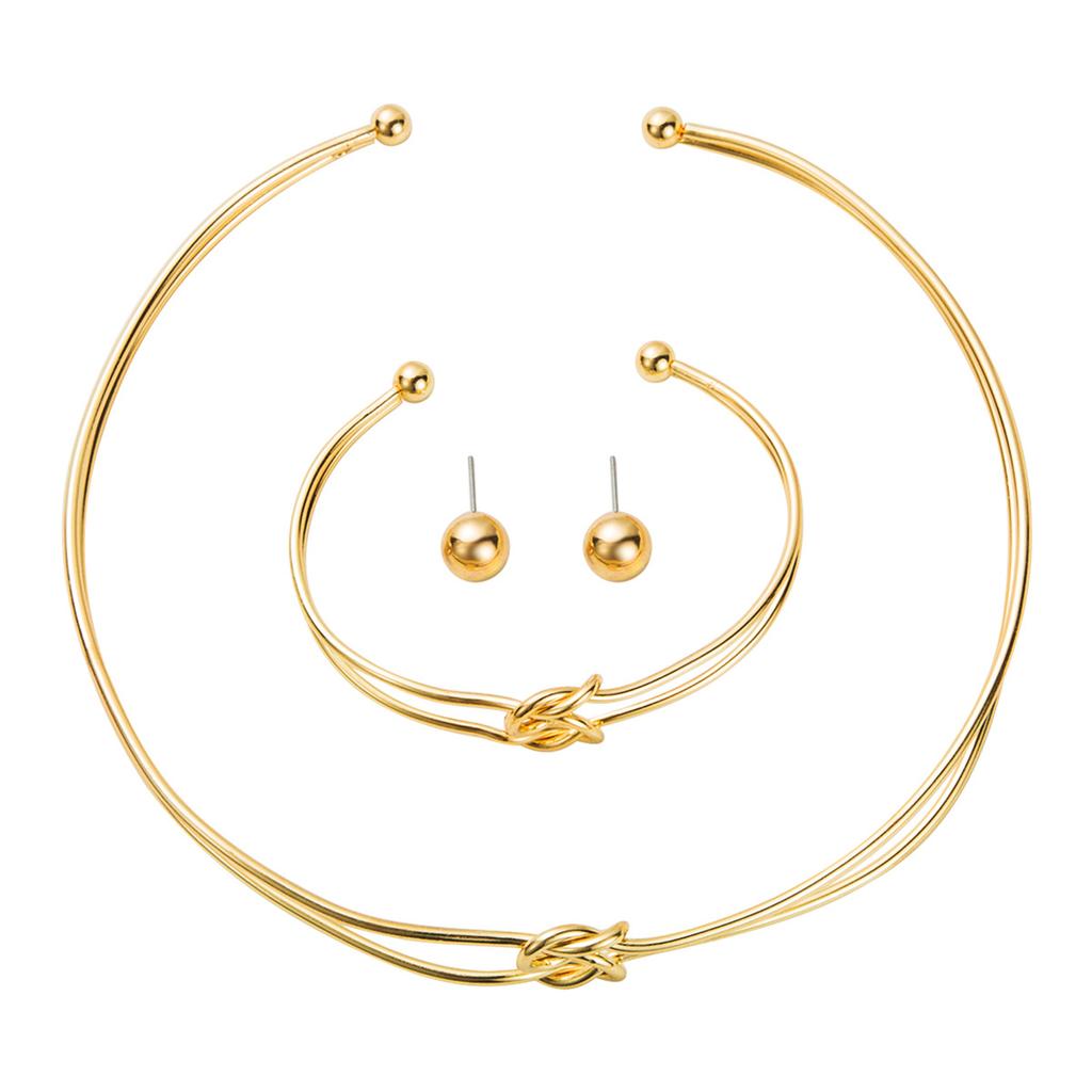 Tooxika Personalised Trend Exaggerated Punk Ring Buckle Women Collar Open Design Vintage Necklace Set