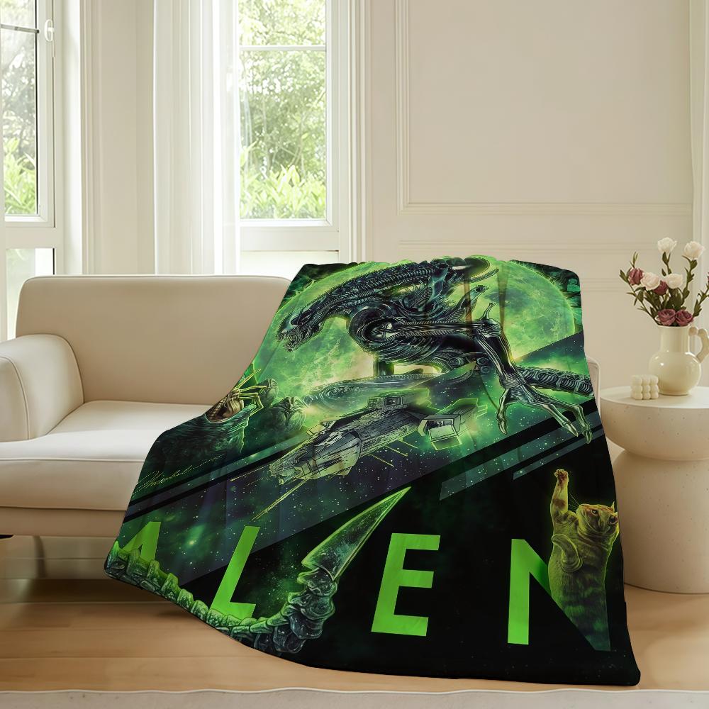 Плед с изображением из фильма ужасов A-Alien E-Earth Для дивана, офиса, кровати, путешествий, сна, чтения, отдыха, кемпинга. Мягкий и теплый