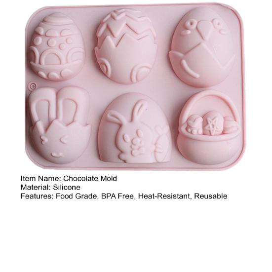 Силиконовая форма для пасхального кролика, 3D форма для яиц, шоколада, пищевая форма, не содержащая бисфенола А, термостойкая форма для желейного пудинга