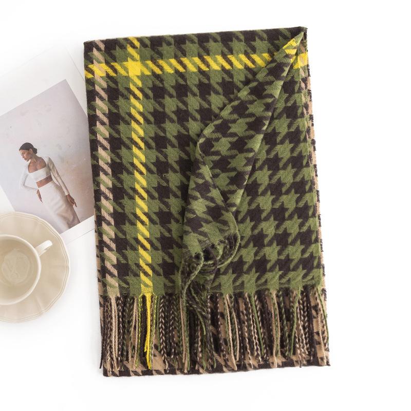 Новый зимний шарф в гусиную лапку, модный европейский и американский повседневный шарф, защищающий от холода, высококачественная удлиненная теплая шаль