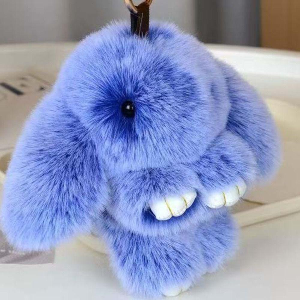 Fluffy Play Dead Rabbit Doll Fashion Plush Rabbit Pendant Rabbit Fur Keychain Women