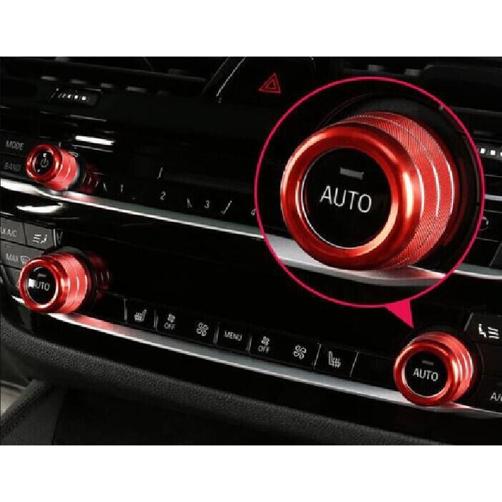 For BMW 5 Series G30 2018- Red Aluminum Middle Console Ac Knob Cover Trim 3X