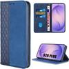 Coque Pour Samsung Galaxy S26 Plus, Protection Synthécuir Bleu Marine Motif Mosaïque