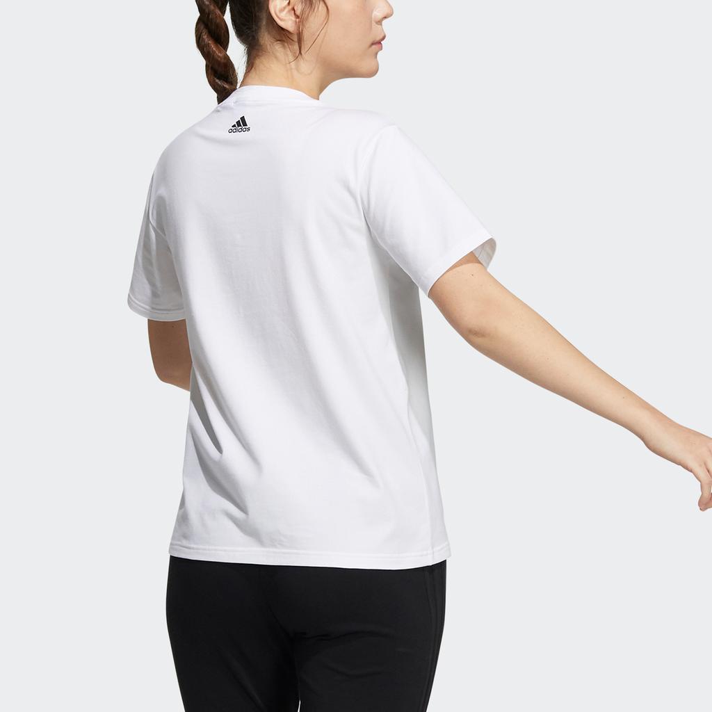adidas Футболка W Bos Tee с надписью в спортивном стиле и логотипом, круглым вырезом, коротким рукавом, женская футболка, белая HA3633