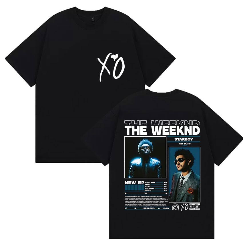 Рэпер THE WEEKND STARBOY XO Тур 2026 Ретро Графические Футболки Мужская Мода Хип-Хоп Оверсайз Хлопковая Футболка Мужчина Фанаты Уличная Одежда