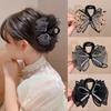 Plastic Mesh Bow Hair Claw Korean Style Rhinestone Shark Clip Sweet Bow Claw Clip  Daily