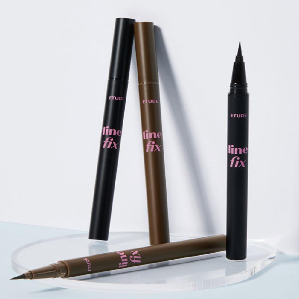 ETUDE NEW LINE FIX BRUSH LINER | Фиксированная подводка для глаз / черный или коричневый | Устойчивость к размазыванию / Водонепроницаемость / Маслостойкость / Универсальная кисть-лайнер