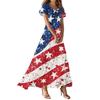 Женские повседневные модные платья с принтом ко Дню независимости, платья с коротким рукавом и V-образным вырезом