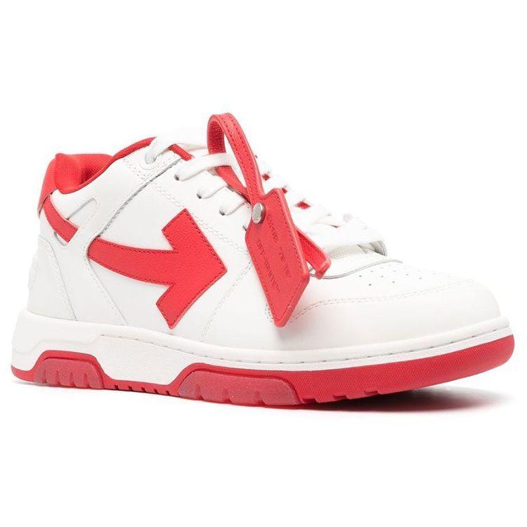 Кроссовки OFF WHITE Out Of Office Низкие 'Белый Красный' OMIA189F22LEA0010125