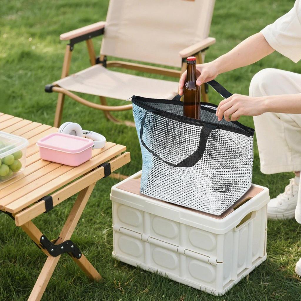 1pcs Aluminum Foil Insulated Cooler Bag Reusable Thermal Bag for Food Storage No Electricity Required Lunch Box Insulated