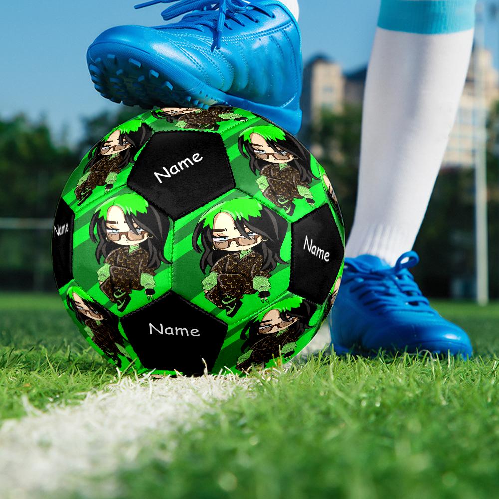 Custom Name Billie Eilish Theme Size 5 Soccer Ball, Suitable for Both Indoor and Outdoor Matches, a Gift Suitable for Everyone.