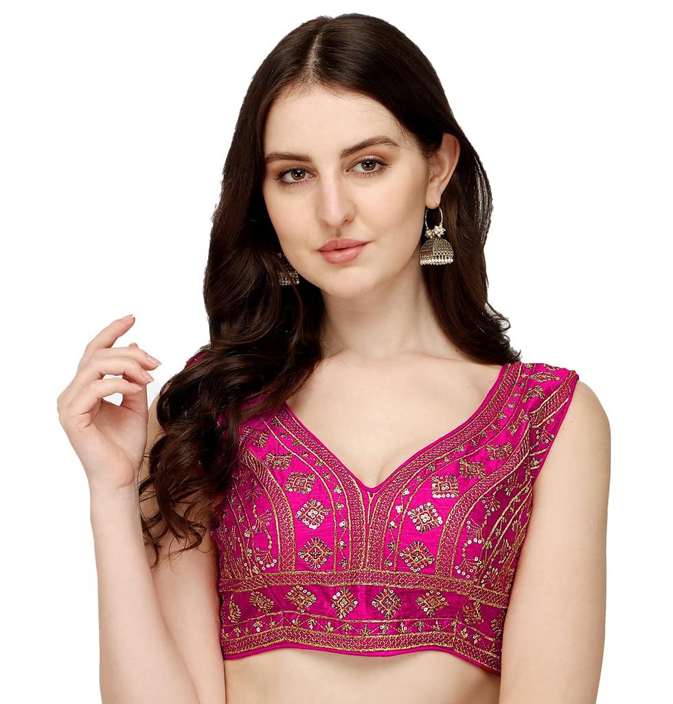 Vihu Fashion Женский шелковый готовый блузон для сари с вышивкой, пайетками и зарри