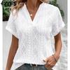 Women's Fashion Casual Summer Spring Solid Color Print Short Sleeve V-Neck Blouses & Shirts