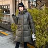 2025 новая пуховая одежда женская утолщенная корейская версия свободная с капюшоном средней длины до колена пуховая одежда зимняя пуховая куртка