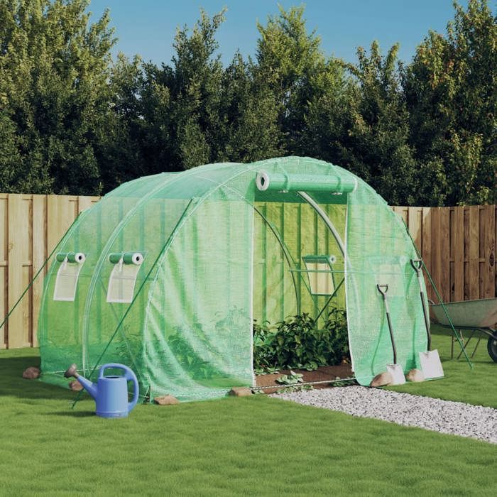 VidaXL Greenhouse with Green Steel Frame 6 M² 3x2x2 M, Polytunnel, Cold Frame, Tomato Greenhouse, Garden Greenhouse, 364077
