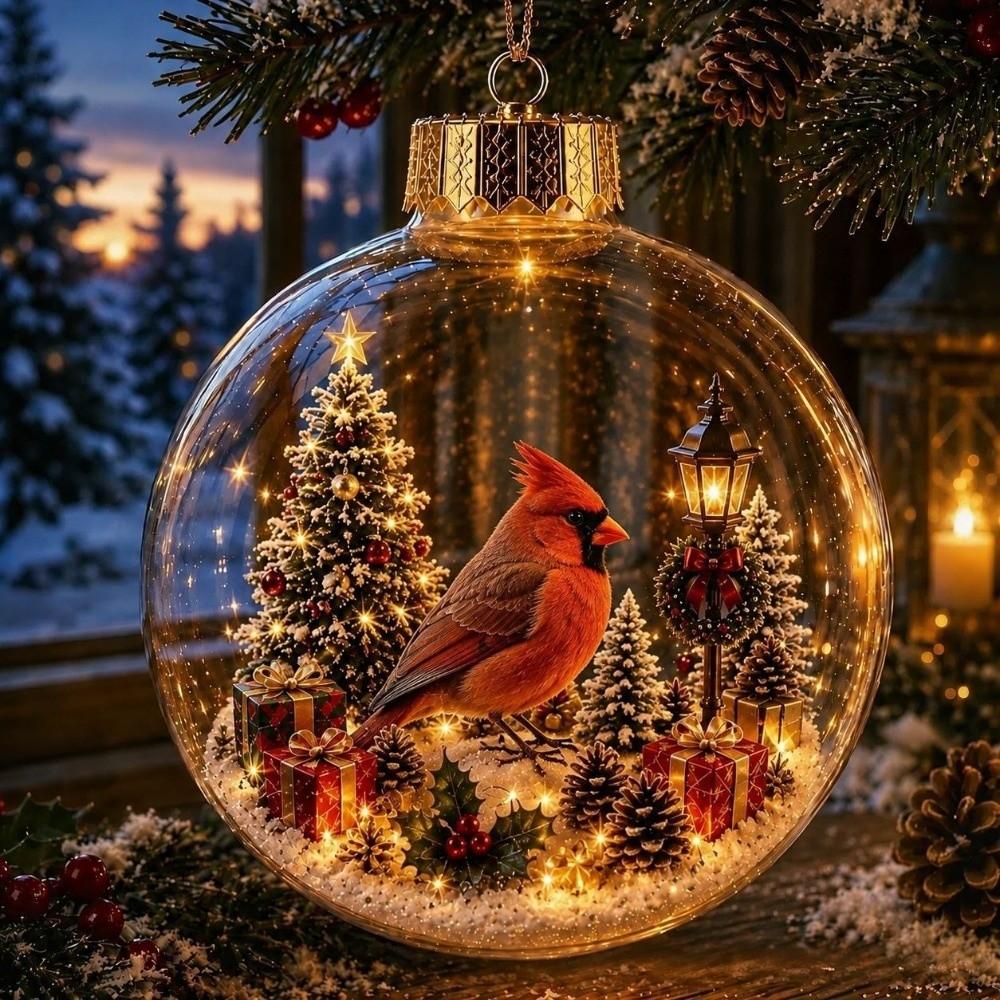 Clear Animal Snow Globe Ornament Christmas Tree Ornament Desktop Mantel Bookshelf Display