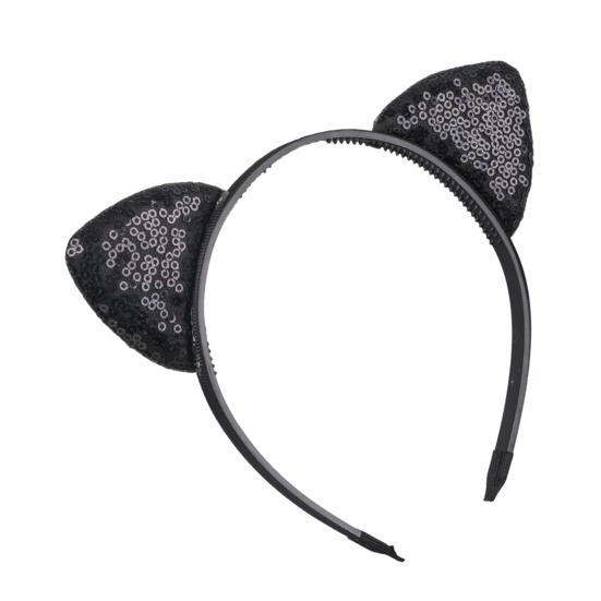 Girl Headband Sparkling Sequins Three-Dimensional Cat Ear Shape Painless Wearing Arc Hair Hoop Kids Daily Party Hair Accessory