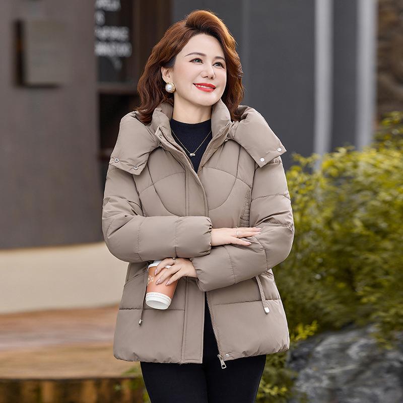 Fashion middle-aged and elderly down cotton clothes women's winter mother clothes simple and comfortable casual loose fashion thickened women's coat