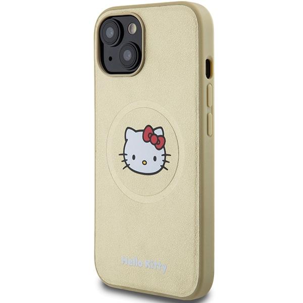 Etui do iPhone 14 Hello Kitty z MagSafe złote Leather Hardcase