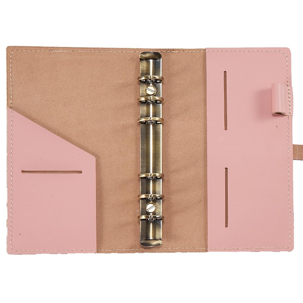 2024 Vintage Handmade Genuine Leather A6 Notebook Journal Pink 100gsm Dowling Paper Loose-Leaf with Pen Loop