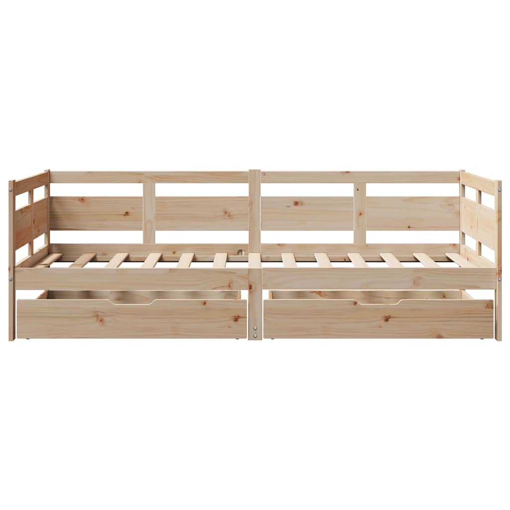 Daybed with Drawers 90 x 190 cm Solid Pine Wood