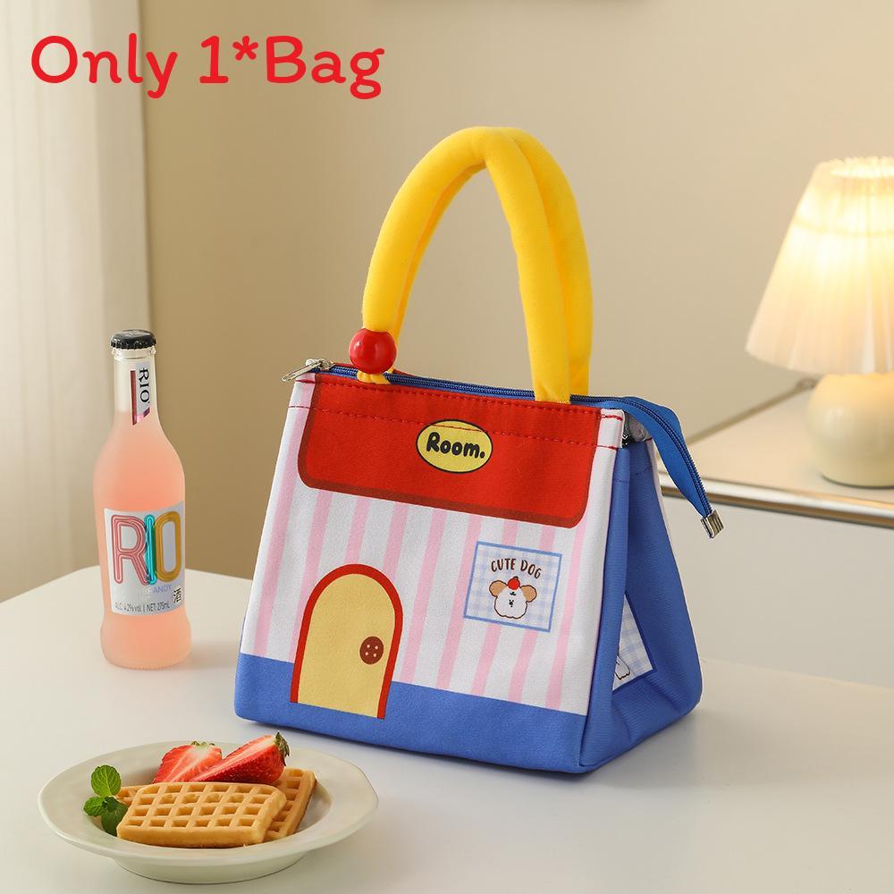 Cute House Lunch Bag With Insulation And Handheld Tote For Office Or School Use