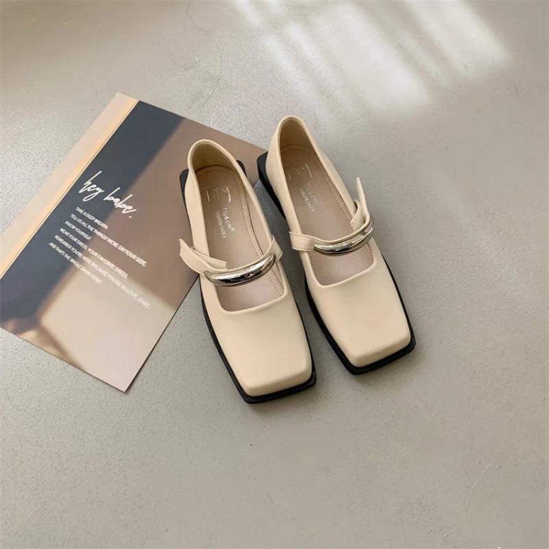 Женские туфли дерби на низком каблуке с квадратным носком Женская обувь из кожи Удобные туфли Мэри Джейн в стиле ретро Женские туфли дерби с квадратным носком