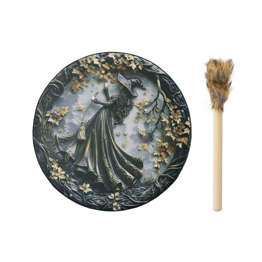 Ручной работы Шаманский барабан на Хэллоуин с палочкой Ручной барабан Декоративные барабаны на Хэллоуин Хэллоуин