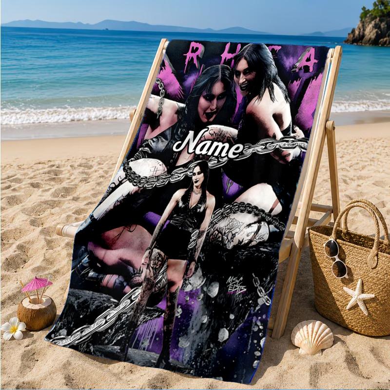 Custom Name Rhea Ripley wrestling Beach Towel Microfiber Beach Towel, Lightweight and Quick-Dry, for Summer Travel, Swimming Pool Gift