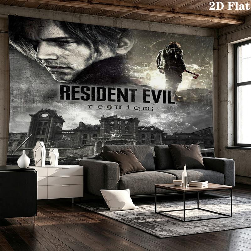 Настенный гобелен Resident Evil Эстетичное настенное панно Печатное тканевое одеяло Декоративные гобелены Для спальни гостиной Домашний декор