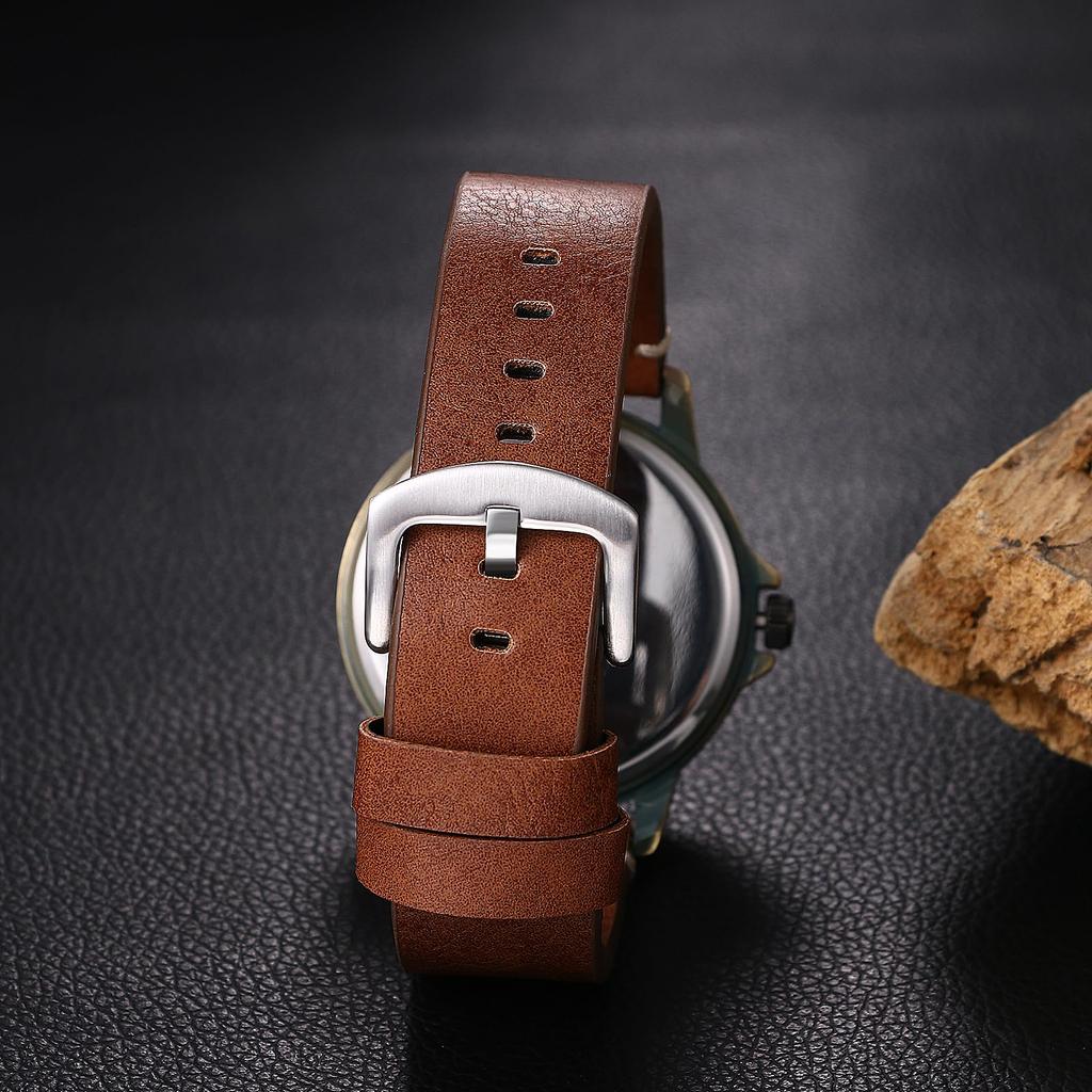 Часы из натуральной кожи с черепом, светящиеся аналоговые часы-скелетоны с кожаным ремешком, черно-коричневые кварцевые часы, модные часы на день рождения, подарок на Рождество