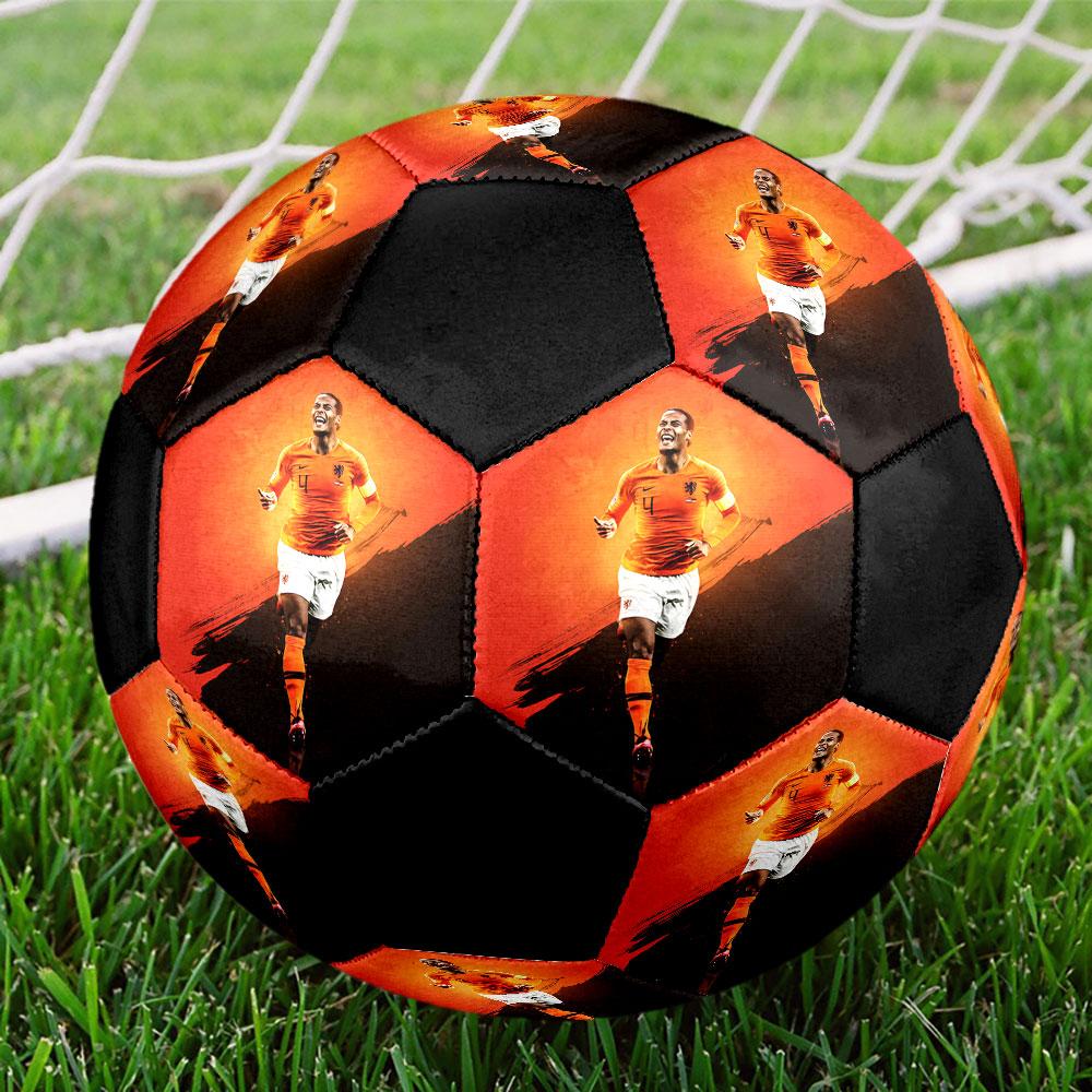 van Dijk Size 5 Soccer Ball, Machine-Stitched PVC, Durable & High Bounce, All Ages Fit, fan merchandise, matches & outdoor use.