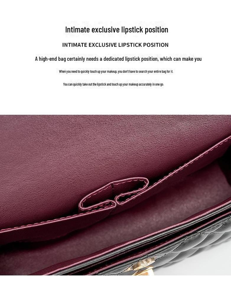 Fang Pangzi CF Caviar Style Diamond Shoulder Messenger Bag - Genuine Leather Women's Niche Design