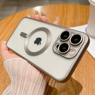 Чехол Magsafe с матовым покрытием для беспроводной зарядки на iPhone 16 11 12 13 15 14 Pro Max Plus, мягкая прозрачная защита линз