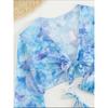 Сексуальный синий Tie Dye комплект из 3 предметов, женский комплект бикини с длинным рукавом и завязками спереди, купальник 2024, купальный костюм с завязками сбоку, стринги, купальник