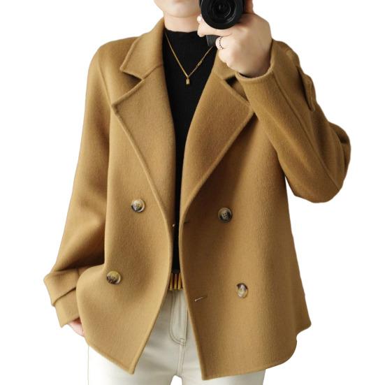 Women Fall Winter Coat Thick Loose Solid Color Double-breasted Buttons Lapel Notch Collar Long Sleeve Cold Resistant Lady Trench Coat