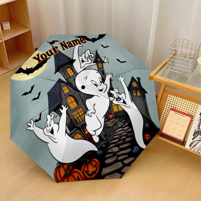 Custom Text Automatic 8 Bone Umbrella, Portable Sun Rain Protection UmbrellaCasper the Friendly Ghost