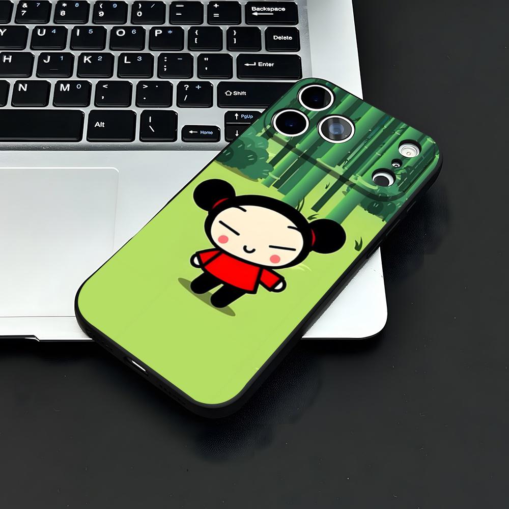 Fashion Cute Cartoon Pucca Phone Case For IPhone 17 Air 16 E Pro Max 15 14 13 Mini 12 Pro 11 Max Plus Black Soft Shell