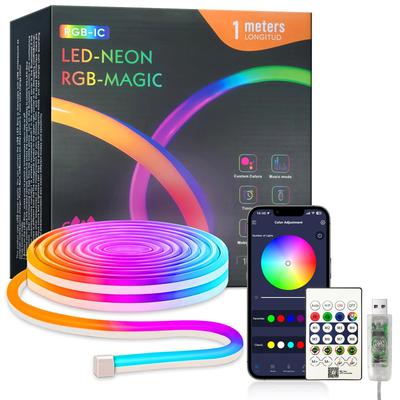 Светодиодная лента Skydimo, 1 м, RGBIC трубка, Управление через приложение, Синхронизация с музыкой, Управление текущим светом, Неоновая вывеска, Радужные цвета, для спальни, интерьера дома