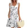 Women's Summer Casual U-shaped Tie Pocket Popular Floral Print Dress