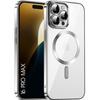 Protective Case - BOOLING - for iPhone 16 Pro Max - Soft Silicone - Transparent Silver - Magnetic Ring
