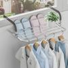 Creative Stainless Steel Foldable Storage Clothes Hanger Balcony Hanging Socks and Shoes Hanger Multi Functional Towel Hanger