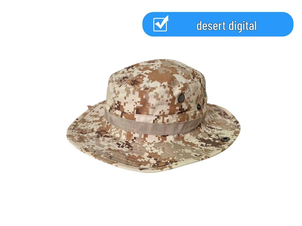 Camouflage Adjustable Outdoor Sun Hat with Chin Strap and Customizable Logo