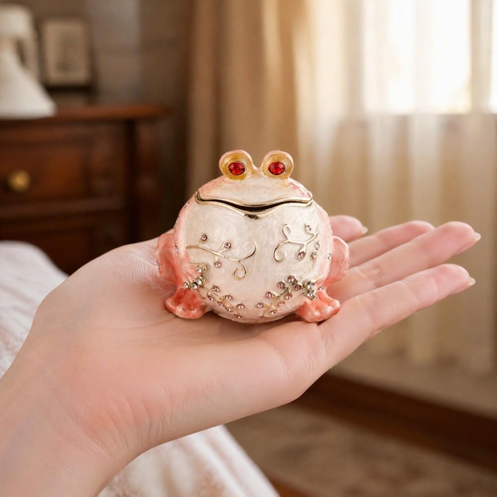 Inlaid Rhinestones Animal Figurine Trinket Box Decorative Figurine Box Dresser Tabletop Display