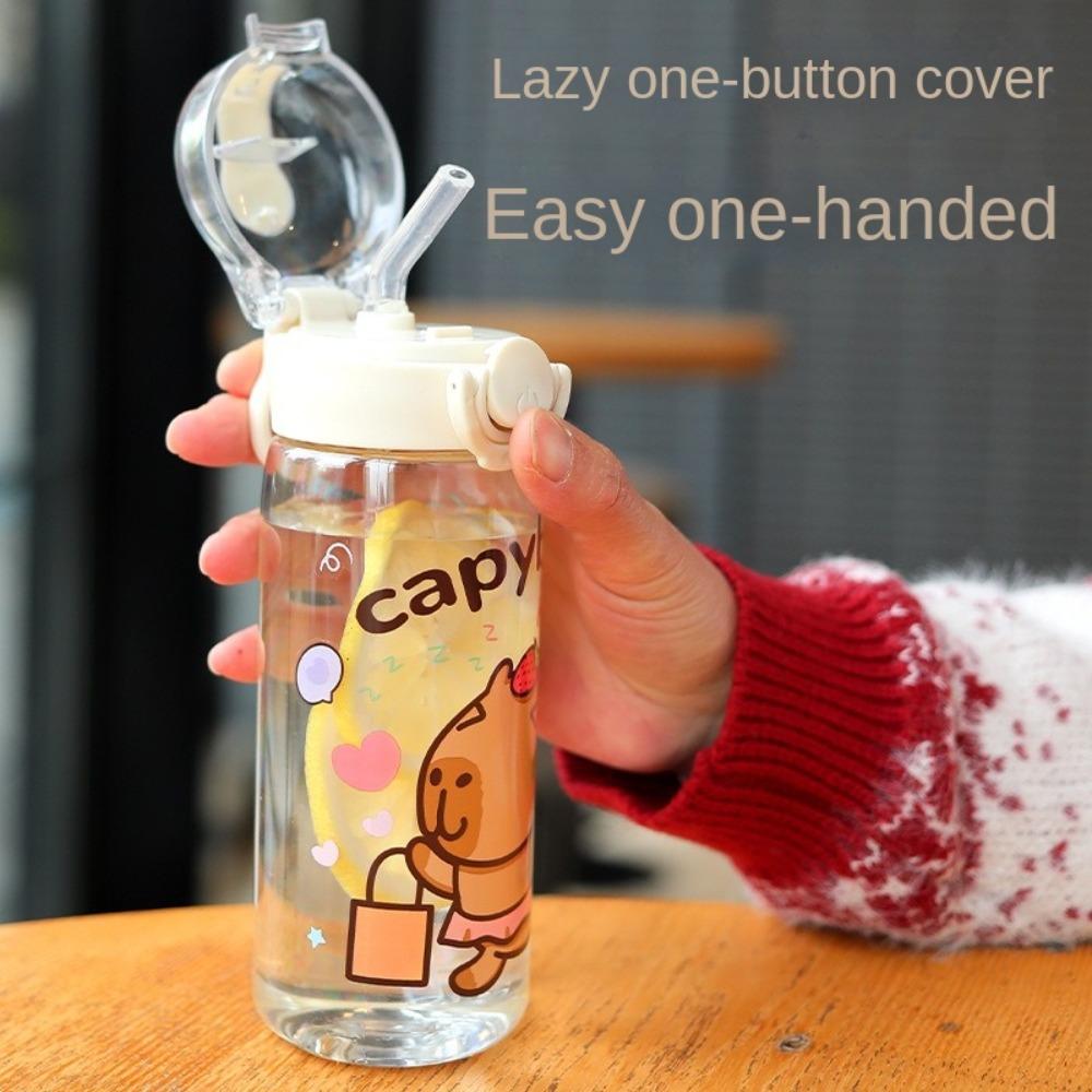 400ml Capybara Water Bottle Transparent Capybara Drinking Bottle Portable Sports Straw Cup Sports
