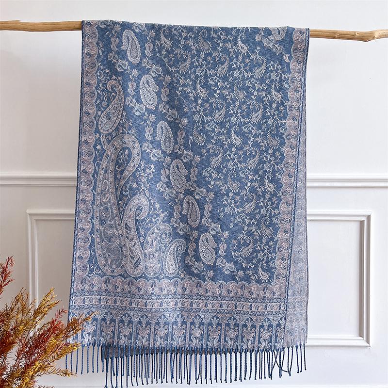 Paisley Ethnic Scarf Cashmere Women Jacquard Pashmina Shawls Tassel Blanket Hijab Head Wraps Winter Scarves Foulard Bufanda