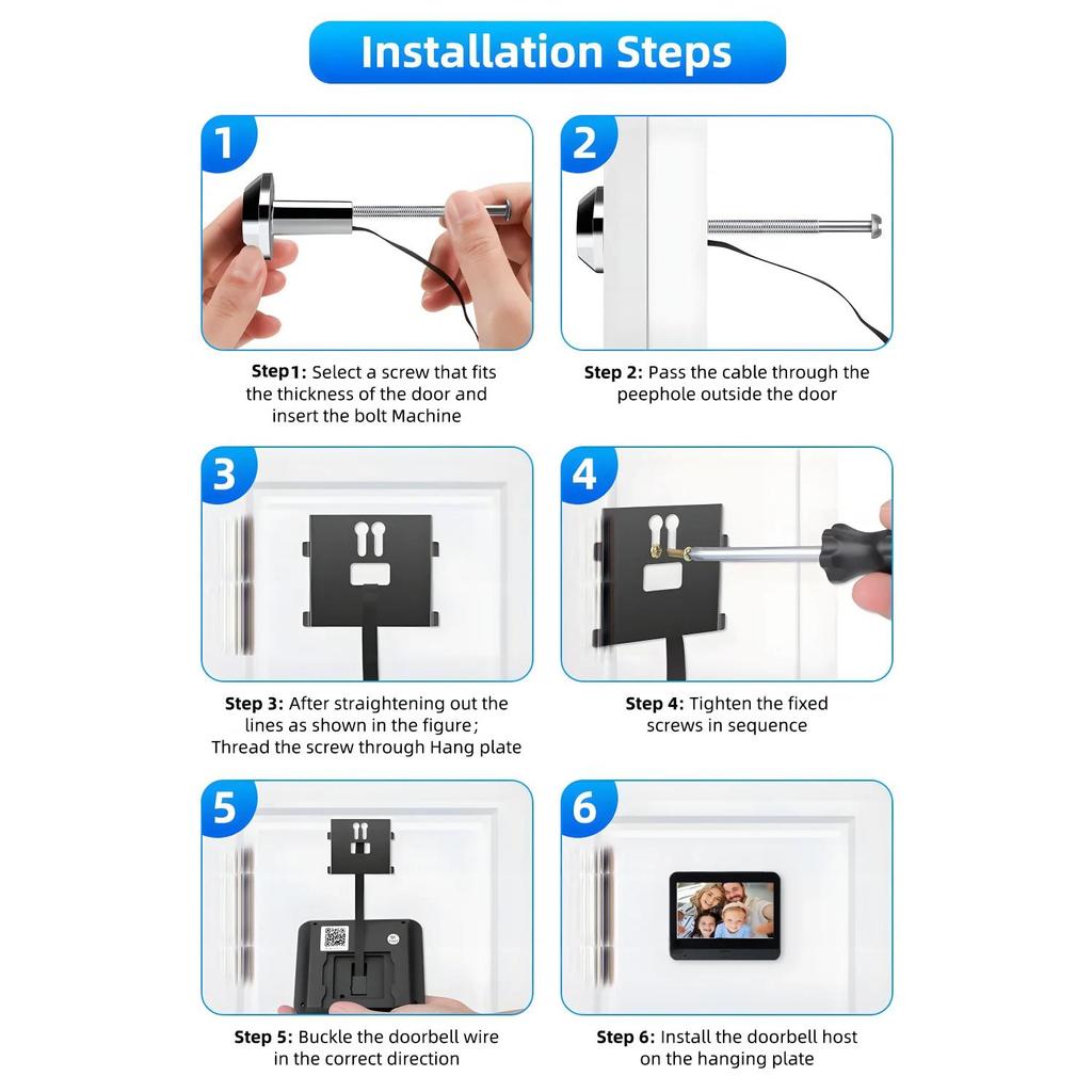 1080P Tuya Smart 2.4G WIFI цифровой дверной глазок 4,3-дюймовый цифровой беспроводной дверной звонок камера дверной глазок безопасности