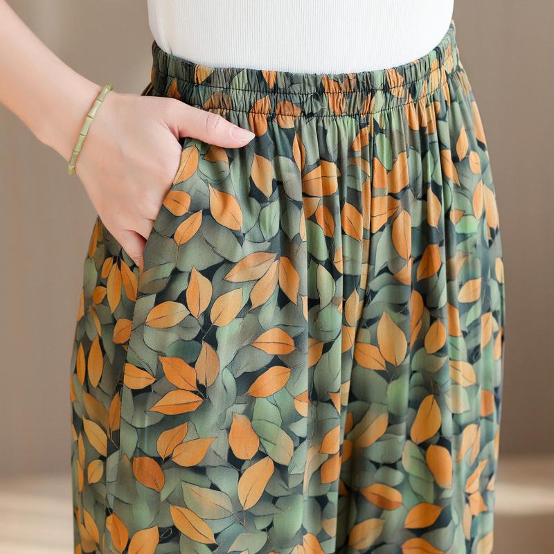 Большие размеры Летние женские брюки Высокая талия Свободная винтажная одежда Эластичный пояс Летние брюки